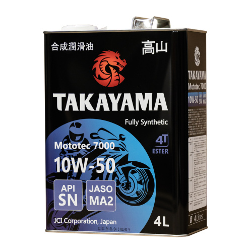 Takayama Mototec 7000 4T 10W-50 API SN JASO MA2 4л металл